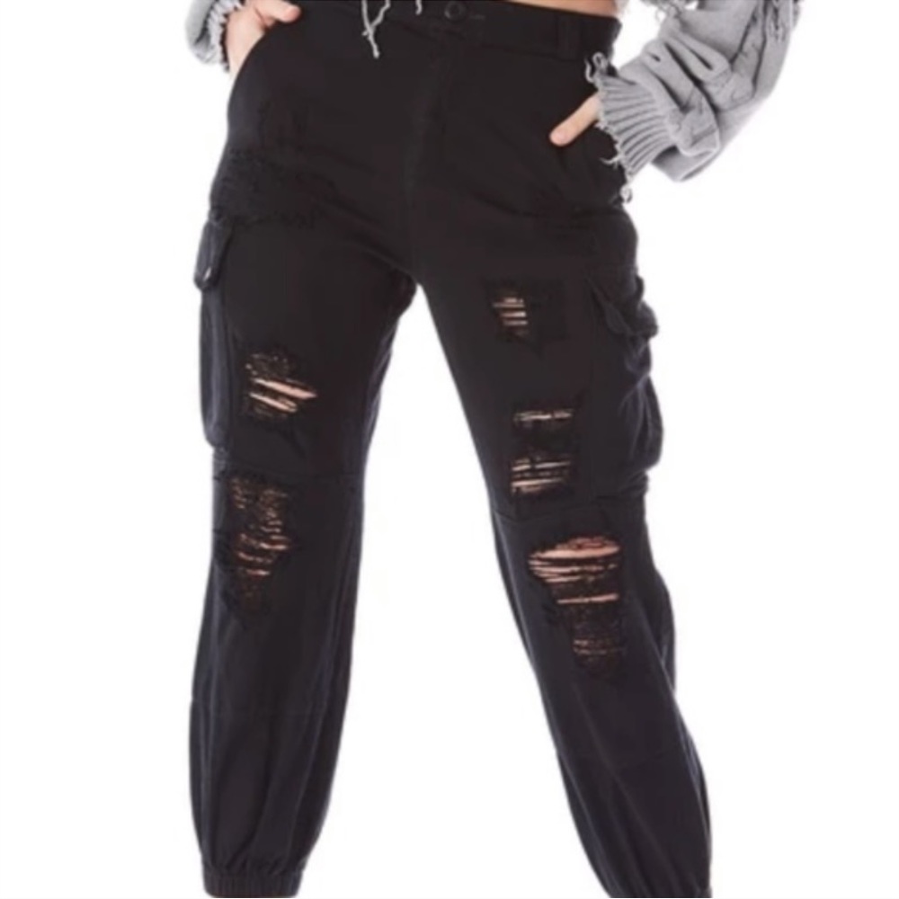 LF carmar grinded baggy cargo pants black